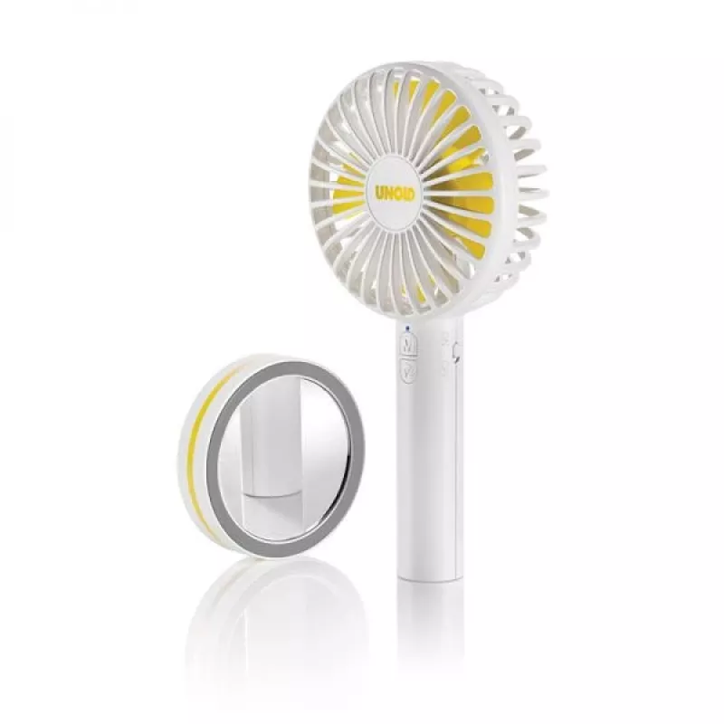 Ventilador de mano Unold Breezy 86610, blanco/amarillo