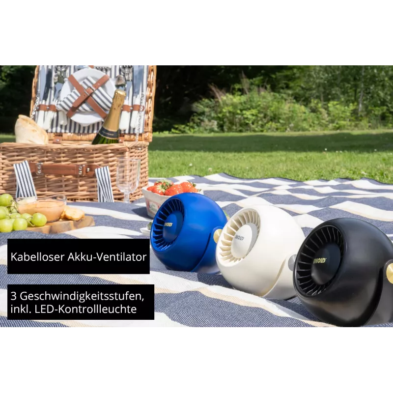 Ventilador personal compacto Unold Breezy Bowl 86679, negro/azul