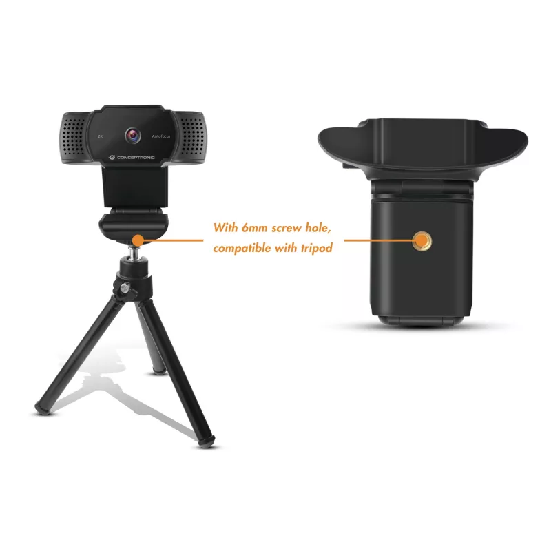 Webcam Conceptronic AMDIS 2K Super HD con autofoco y micrófono
