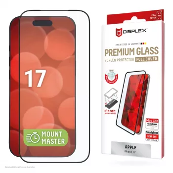 Protector de pantalla Displex Premium (cobertura total, 10H) para Apple iPhone 17, cobertura total