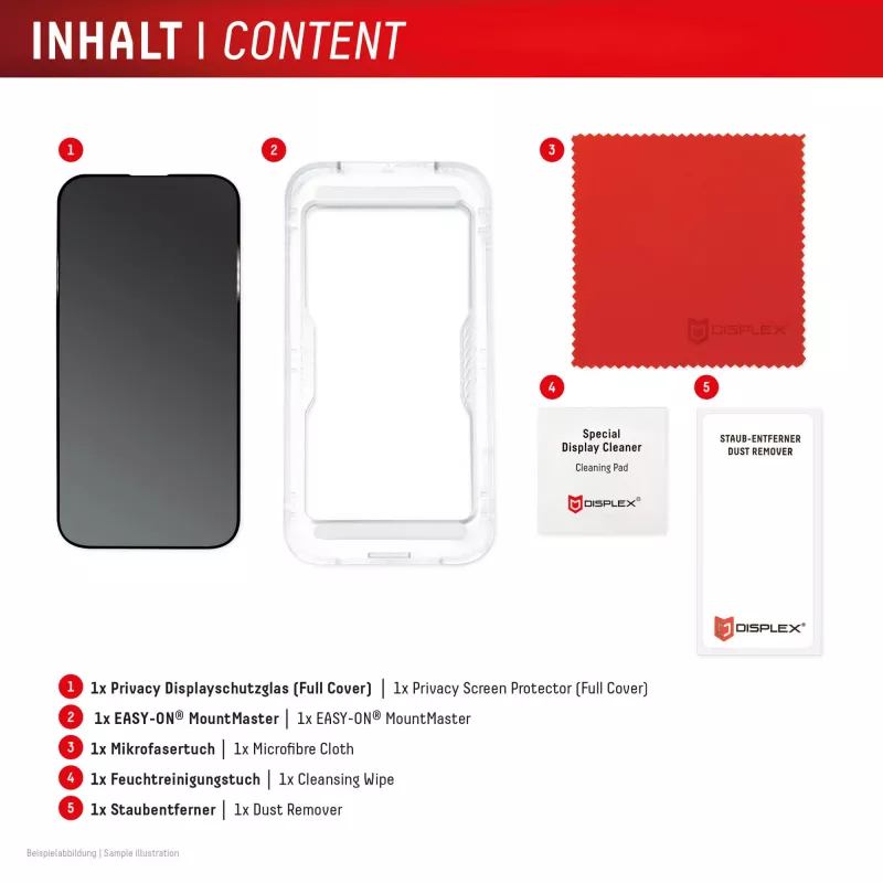Protector de pantalla con filtro de privacidad Displex (10H) para Apple iPhone 17 — cristal templado, filtro de privacidad, resistente a arañazos, resistente a golpes