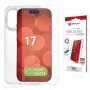 Protector de pantalla y funda e.v.i. Displex para Apple iPhone 17, cristal templado, transparente, aplicación en seco, resistente a arañazos