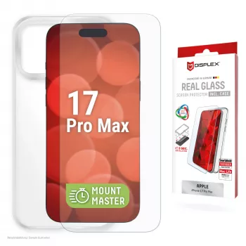 Protector de pantalla y funda para Apple iPhone 17 Pro Max de e.v.i. — Cristal templado, transparente, resistente a arañazos e impactos