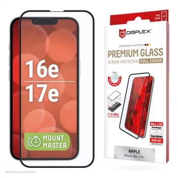 Cristal protector Displex Premium de cristal templado (cobertura total, 10H) para Apple iPhone 16e/17e