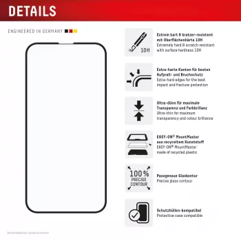 Cristal protector Displex Premium de cristal templado (cobertura total, 10H) para Apple iPhone 16e/17e