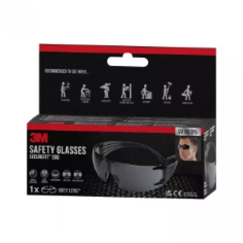 3M SecureFit Gafas de protección 200, cristal gris
