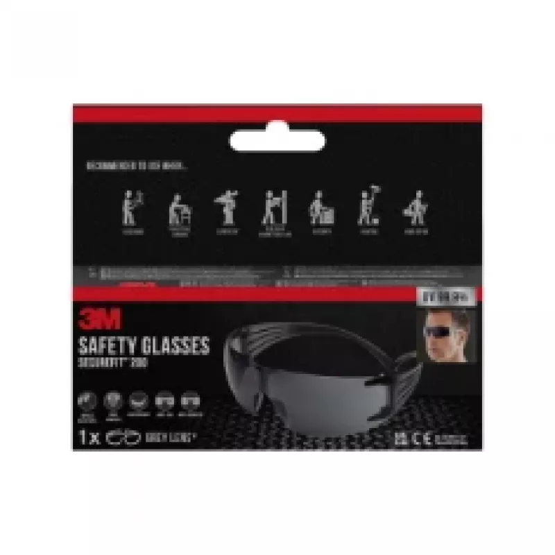 3M SecureFit Gafas de protección 200, cristal gris