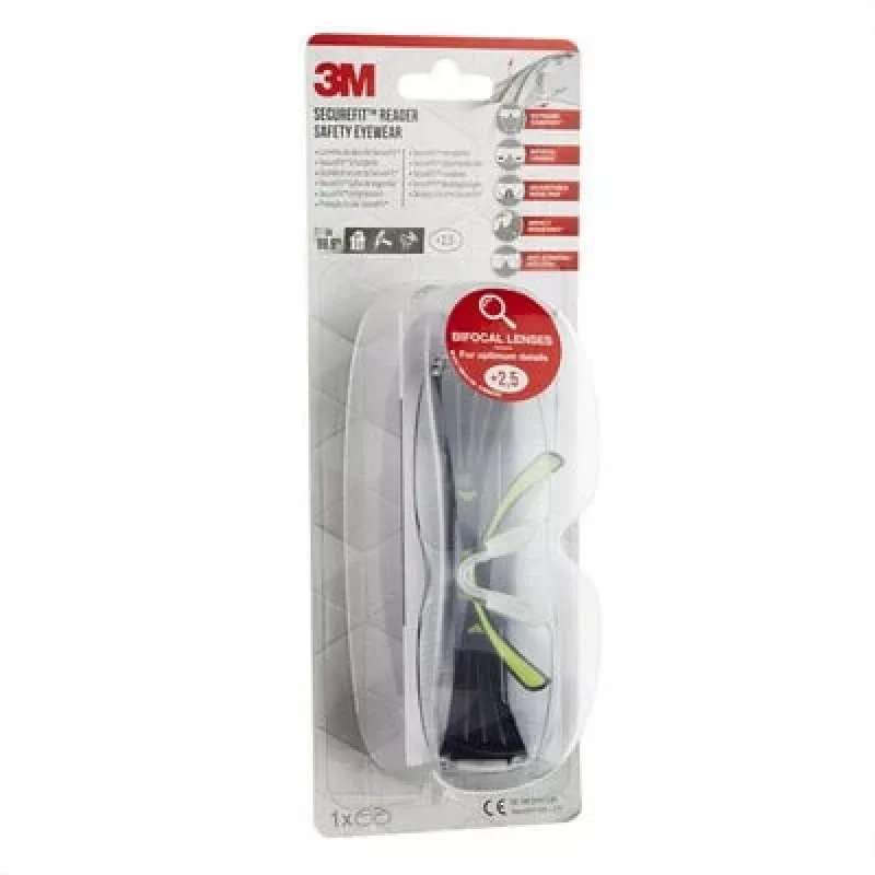 3M SF425C1 Gafas de seguridad Plástico Negro, Verde