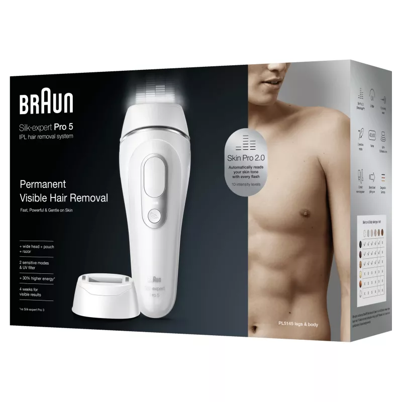 Braun Silk-expert Pro Silk·expert Pro 5 PL5145 Luz pulsada intensa (IPL) Plata, Blanco