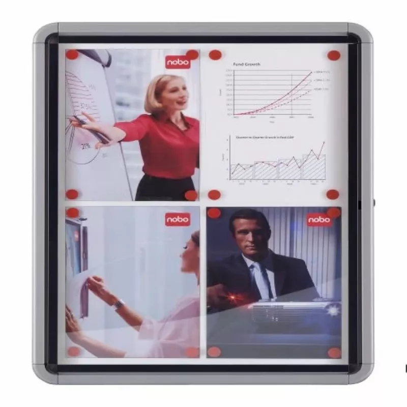 Tablón de información exterior magnético con cierre Nobo Premium Plus 8xA4