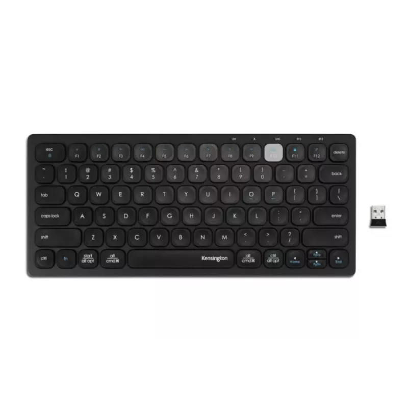 Teclado compacto inalámbrico dual Kensington - BE, mini, inalámbrico, RF inalámbrico + Bluetooth, AZERTY, negro