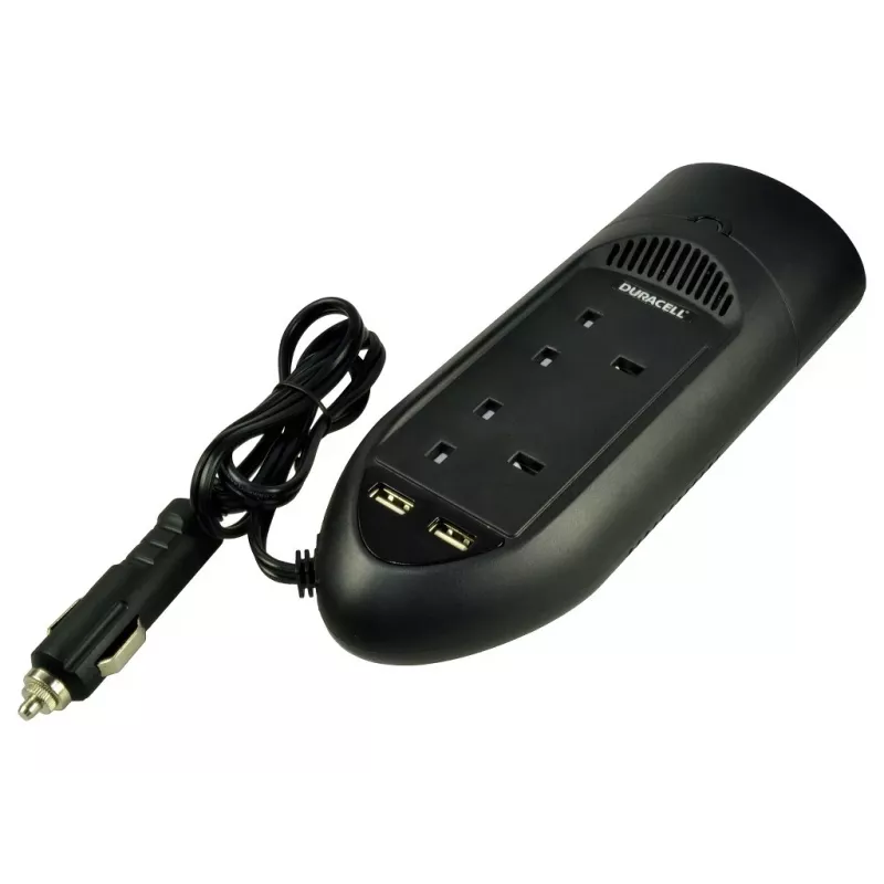 Inversor Duracell 175W con doble toma UK, universal, coche, 12 V, 175 W, 12 V, CC a CA