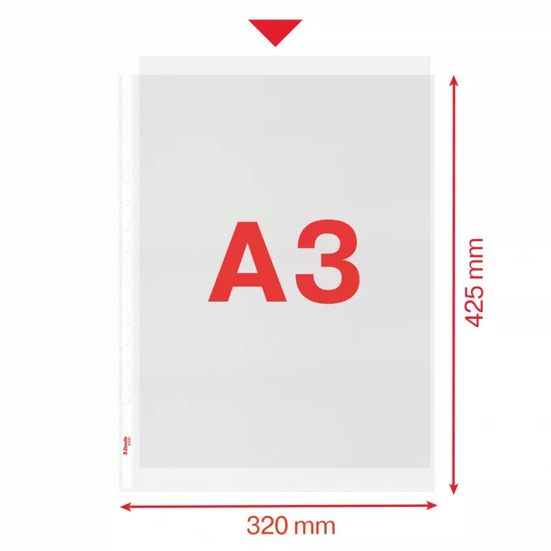 Esselte Quality Pocket A3 vertical, 30% plástico reciclado de material preconsumo