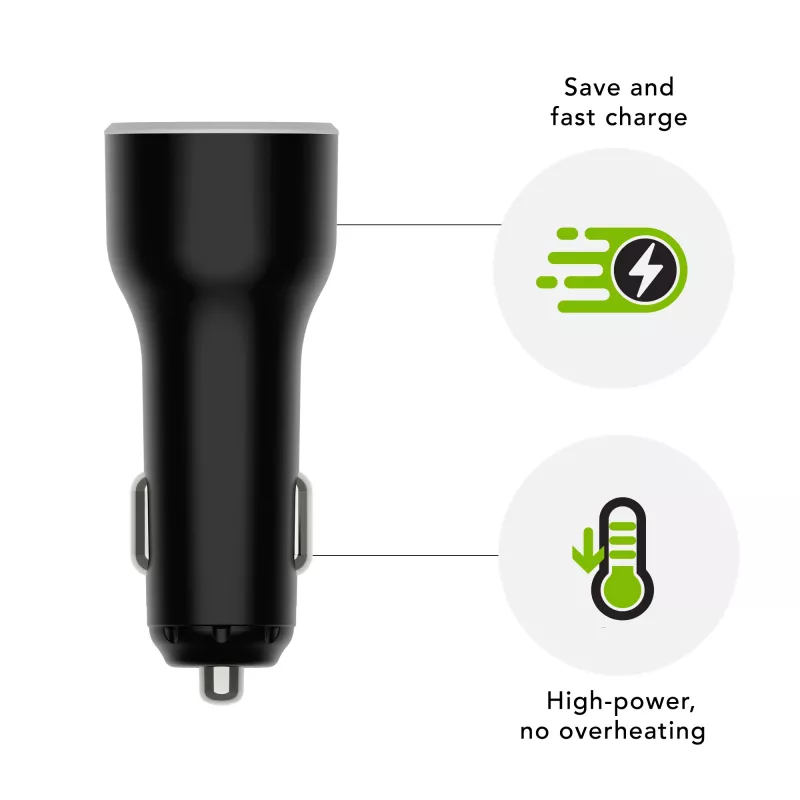 Cargador de coche USB-C 65W de d bramante re-charge – 12–24V mechero, 1× USB-C, negro