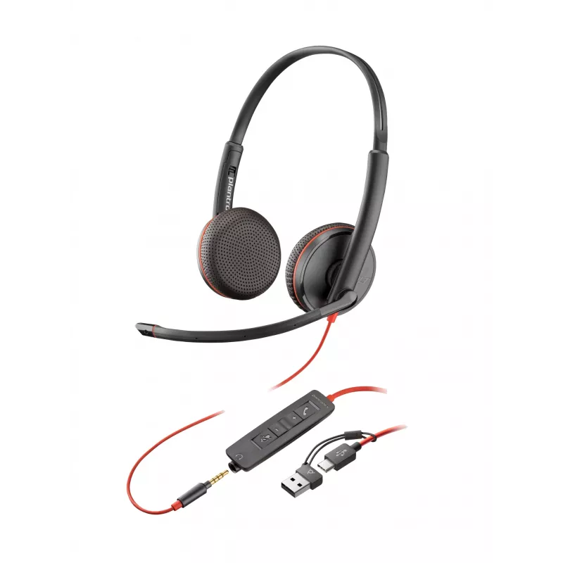 HP Poly Blackwire 3225 auriculares estéreo USB-C + jack de 3,5 mm + adaptador USB-C/A (a granel)