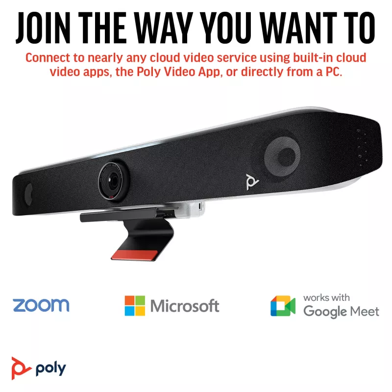 HP Poly Studio X52 barra de vídeo todo en uno, sistema de videoconferencia en grupo, 4K Ultra HD, 30 fps, 95°, 5x, Android