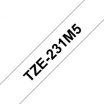 Cinta de etiquetas Brother TZE-231M5 negro sobre blanco 1,2 cm x 8 m