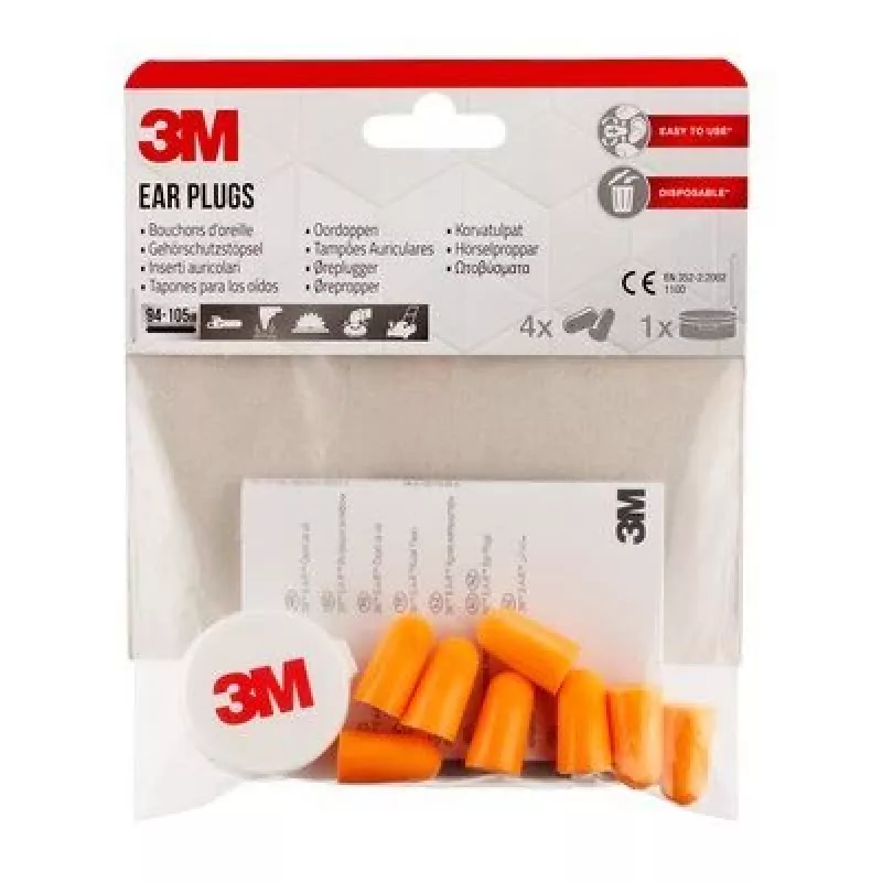 Tapones para los oídos reutilizables 3M 1100C4, naranja, con cordón, pack de 4