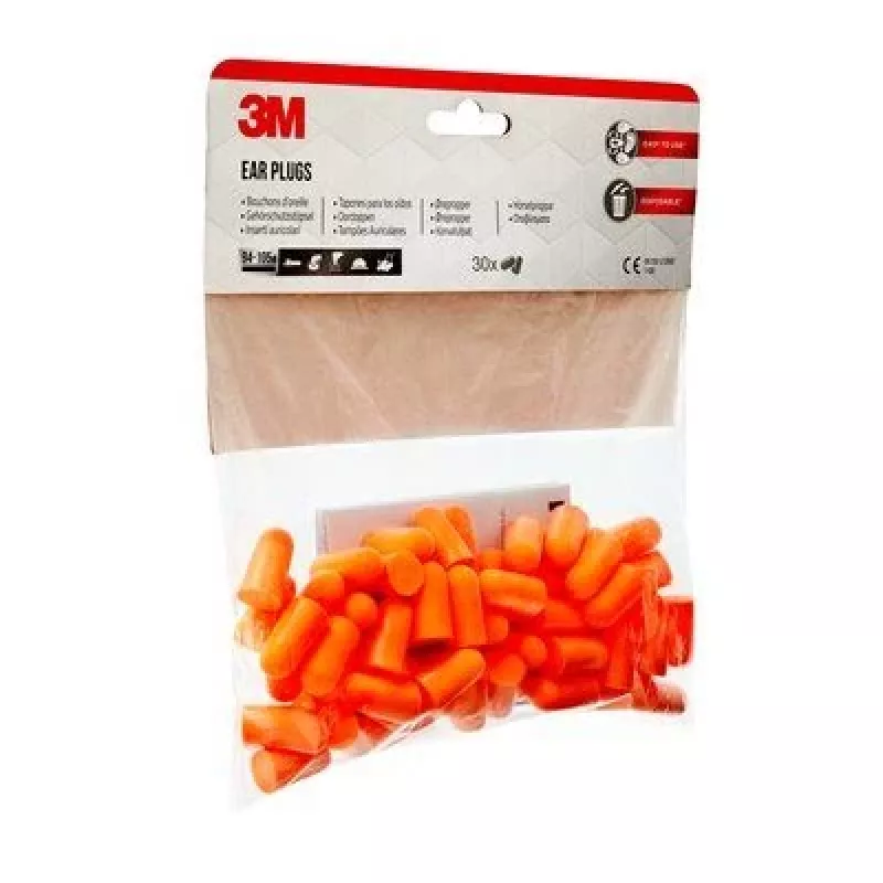 Tapones para los oídos reutilizables 3M 1100C30 naranja, con cable, pack de 30