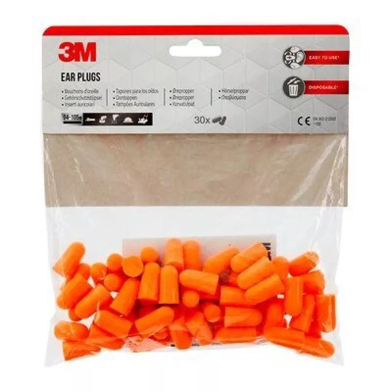 Tapones para los oídos reutilizables 3M 1100C30 naranja, con cable, pack de 30