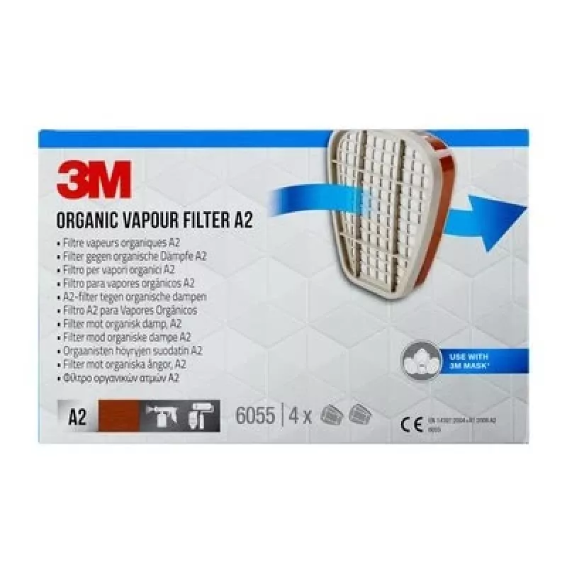 3M 6055 A2 Filtro para vapores orgánicos, 1 par