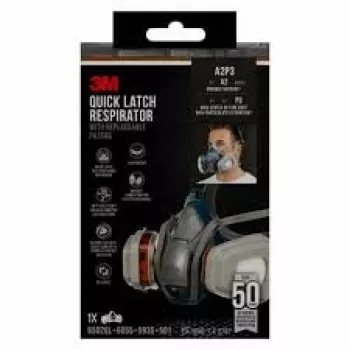 Semimáscara con purificación de aire 3M 6502QLPRO — Semimáscara, azul/gris, cierre rápido