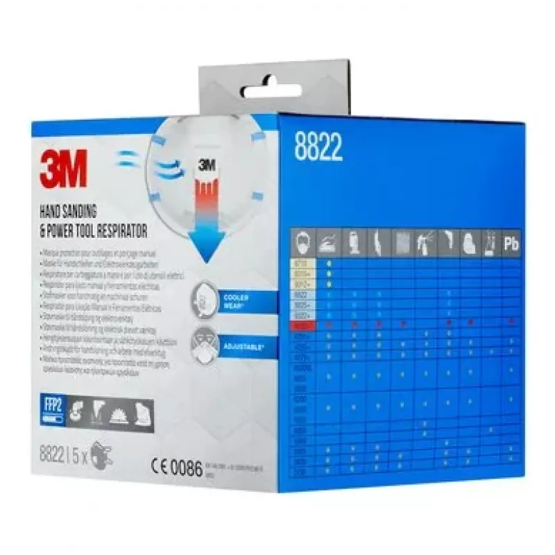 3M Cool Flow 8822 FFP2 NR D Mascarillas respiratorias desechables, 5 uds. (8822PRO5)