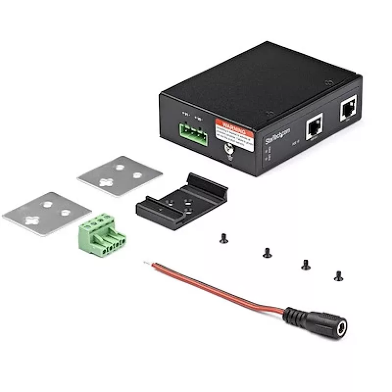 StarTech.com inyector PoE Gigabit industrial - alta velocidad/alta potencia 90W - 802.3bt PoE++ 52V-56VDC carril DIN UPoE/inyector Ultra Power Over Ethernet adaptador -40C a +75C robusto