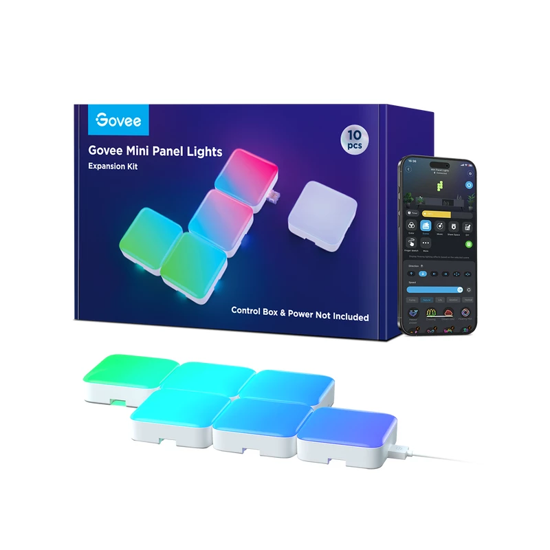 Panel de iluminación inteligente Govee Mini paneles de luz — Wi‑Fi y Bluetooth, blanco, entrada 36 V