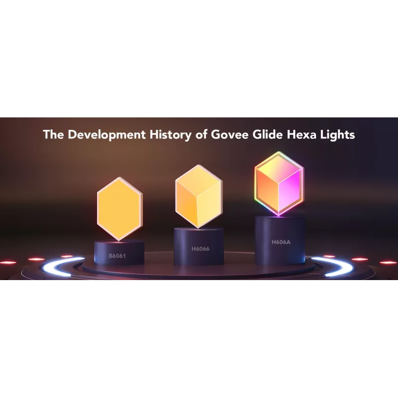 Set de apliques de pared inteligentes Govee Glide Hexagon Light Panels Ultra pack de ampliación – Wi-Fi/Bluetooth, entrada 36 V, gris