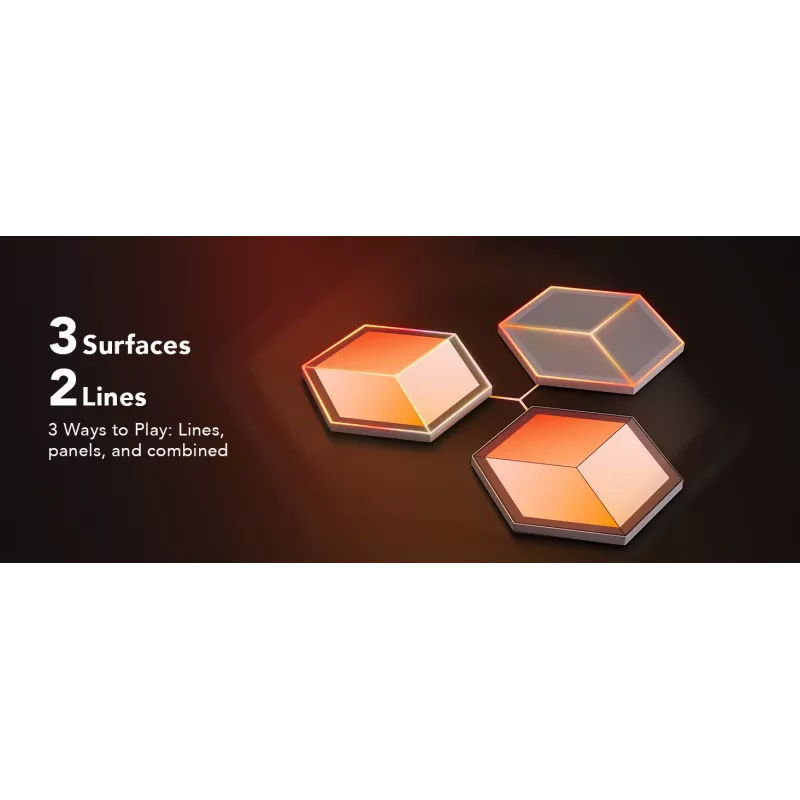Set de apliques de pared inteligentes Govee Glide Hexagon Light Panels Ultra pack de ampliación – Wi-Fi/Bluetooth, entrada 36 V, gris
