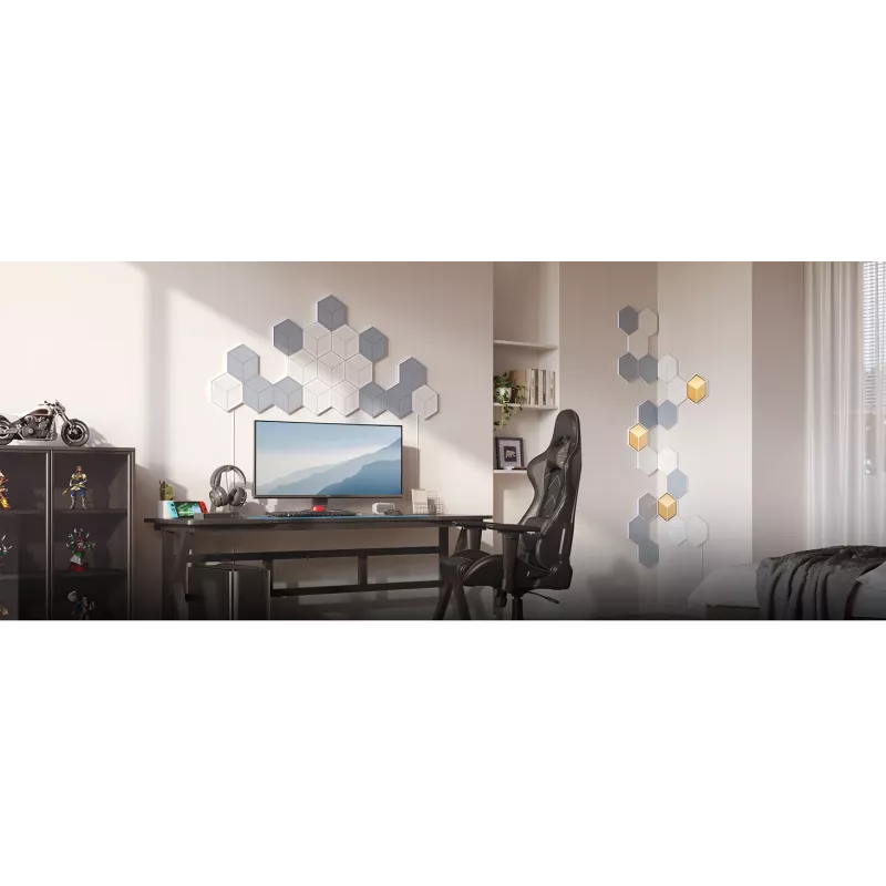 Set de apliques de pared inteligentes Govee Glide Hexagon Light Panels Ultra pack de ampliación – Wi-Fi/Bluetooth, entrada 36 V, gris