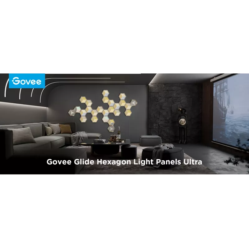 Set de apliques de pared inteligentes Govee Glide Hexagon Light Panels Ultra pack de ampliación – Wi-Fi/Bluetooth, entrada 36 V, gris
