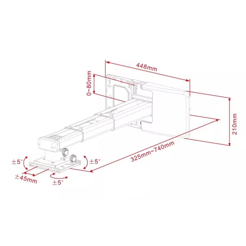 Soporte para proyector Multibrackets M Projector Mount Short Throw Deluxe 300-700 Medium soporte de pared 25 kg blanco