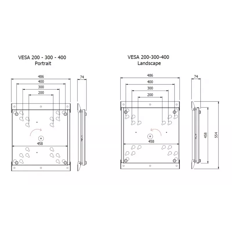 Multibrackets M VESA Wallmount Flip 200/300/400 capacidad de carga máxima 50 kg tamaño mínimo de pantalla 127 cm tamaño máximo de pantalla 2,41 m