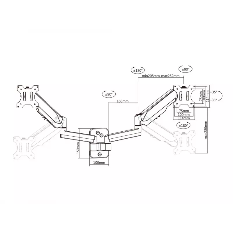 Soporte de pared para monitor Multibrackets M Basic Dual 16 kg 17-32