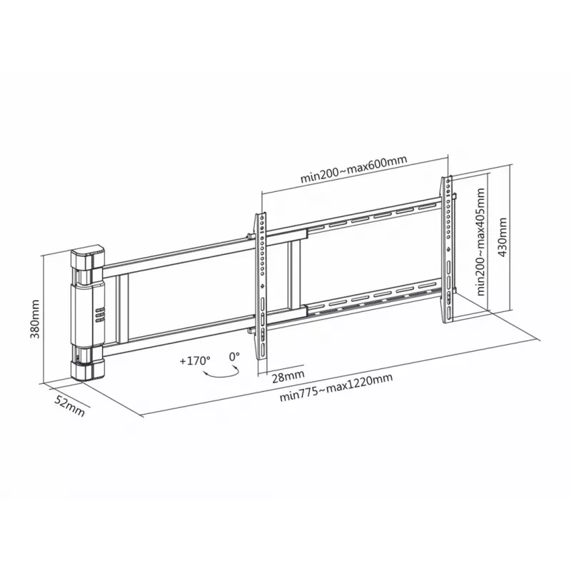 Soporte giratorio motorizado Multibrackets M X-Large 50 kg 170° negro