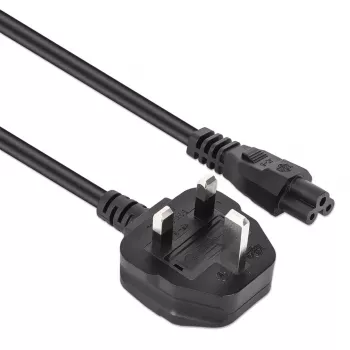 Manhattan Cable de alimentación, conector macho UK de 3 clavijas a conector hembra C5 (trébol/triangular), 1,8 m, 16 A, cable, garantía de por vida