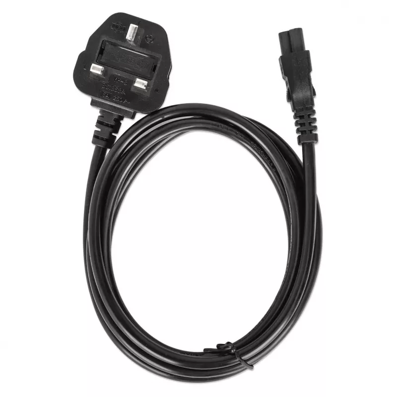 Manhattan Cable de alimentación, conector macho UK de 3 clavijas a conector hembra C5 (trébol/triangular), 1,8 m, 16 A, cable, garantía de por vida