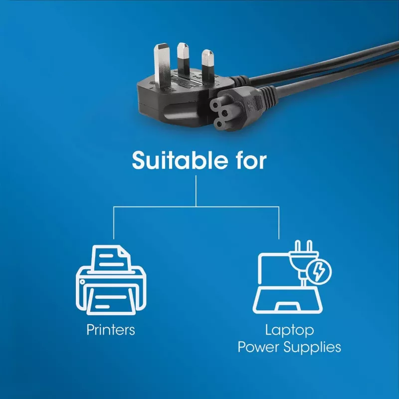 Manhattan Cable de alimentación, conector macho UK de 3 clavijas a conector hembra C5 (trébol/triangular), 1,8 m, 16 A, cable, garantía de por vida