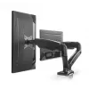 Manhattan Soporte de escritorio dual para TV y monitores (brazo de gas totalmente articulado), para pantallas de 10 a 27 pulgadas, pinza en C o montaje pasante en mesa, compatibilidad VESA: 75x75 y 100x100 mm – Compruebe las dimensiones de los cuatro orificios de montaje en la parte posterior de la pantalla para asegurarse de que encajan, máx. 9 kg (por brazo), soporte
