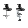 Manhattan Soporte de escritorio dual para TV y monitores (brazo de gas totalmente articulado), para pantallas de 10 a 27 pulgadas, pinza en C o montaje pasante en mesa, compatibilidad VESA: 75x75 y 100x100 mm – Compruebe las dimensiones de los cuatro orificios de montaje en la parte posterior de la pantalla para asegurarse de que encajan, máx. 9 kg (por brazo), soporte
