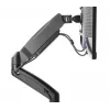 Manhattan Soporte de escritorio dual para TV y monitores (brazo de gas totalmente articulado), para pantallas de 10 a 27 pulgadas, pinza en C o montaje pasante en mesa, compatibilidad VESA: 75x75 y 100x100 mm – Compruebe las dimensiones de los cuatro orificios de montaje en la parte posterior de la pantalla para asegurarse de que encajan, máx. 9 kg (por brazo), soporte