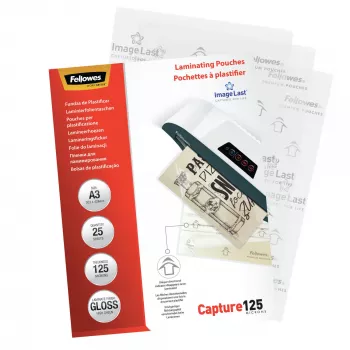 Fellowes ImageLast A3 125 micras Fundas de laminar - pack de 25, brillante, transparente, A3, 0,125 mm, 436 mm, 310 mm