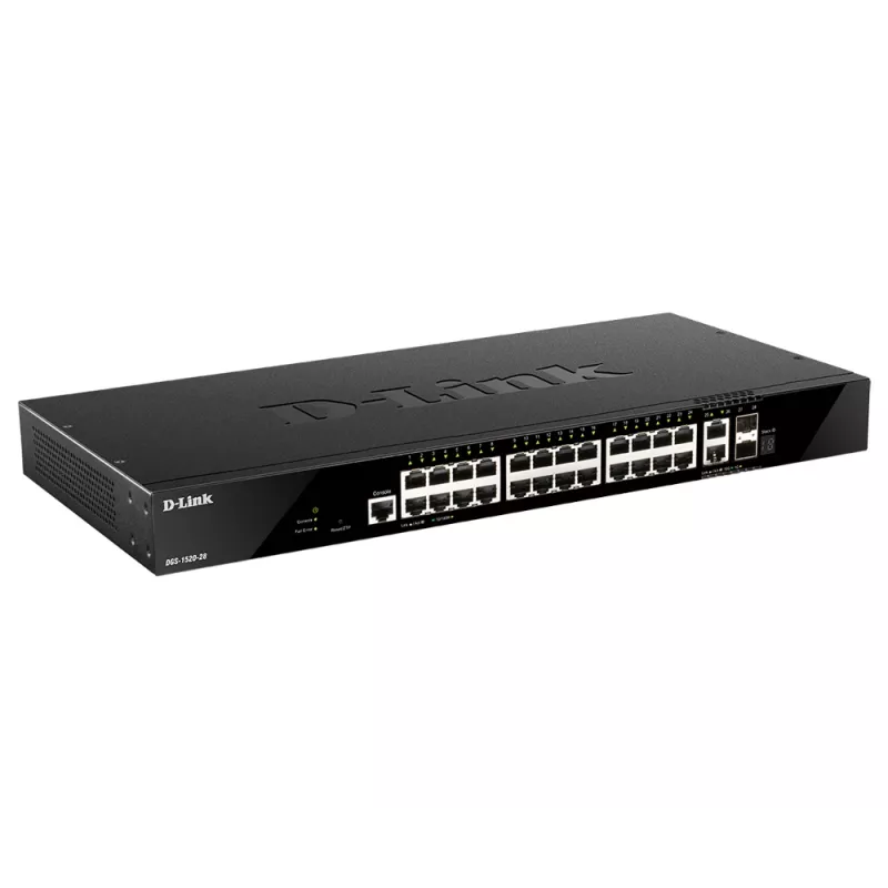 D-Link Switch gestionable inteligente apilable de 28 puertos Gigabit con 2 x 10GBase-T y 2 x 10G SFP+