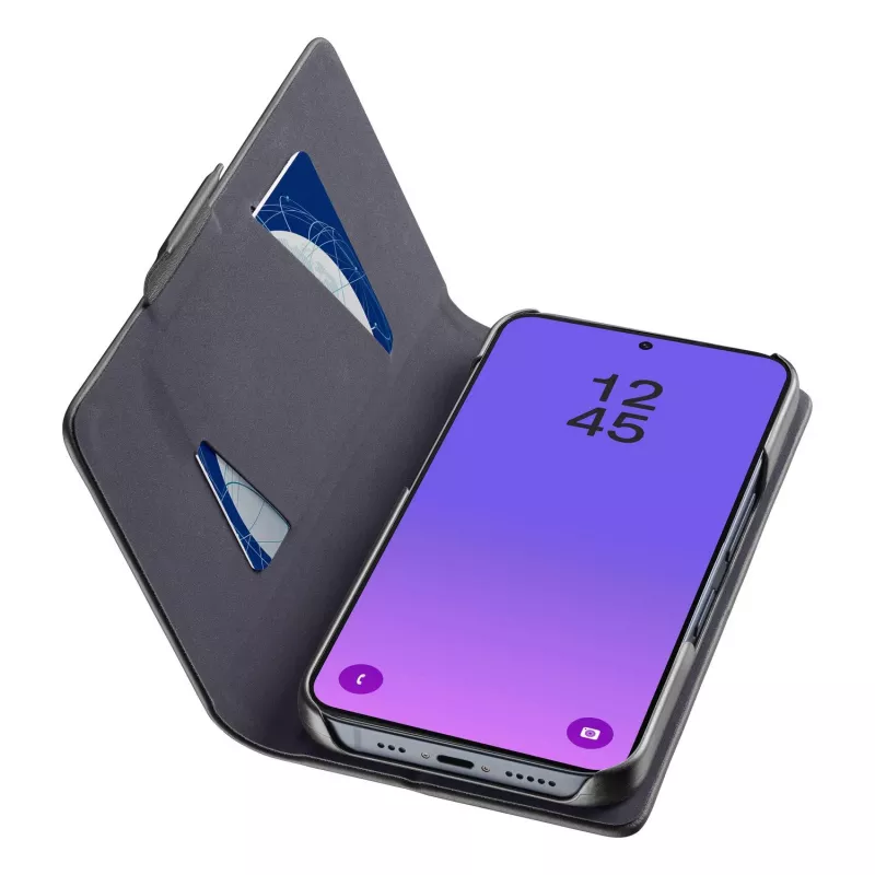 Cellularline Book - Funda estilo libro para Galaxy A57 con compartimento para tarjetas, cierre magnético y acceso completo a botones y conexiones.