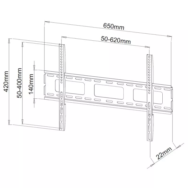 Techly Soporte de pared para TV LED LCD ultra fina 40-65 pulgadas, 101,6 cm (40 pulgadas), 165,1 cm (65 pulgadas), 100 x 100 mm, 600 x 400 mm, Metal, Negro