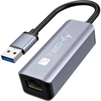 Techly IDATA USB-ETGIGA-AA Estación de acoplamiento/Replicador de puertos para portátil Con cable USB 3.2 Gen 1 (3.1 Gen 1) Type-A Negro, Plata
