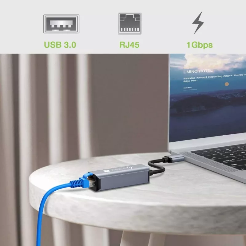 Techly IDATA USB-ETGIGA-AA Estación de acoplamiento/Replicador de puertos para portátil Con cable USB 3.2 Gen 1 (3.1 Gen 1) Type-A Negro, Plata