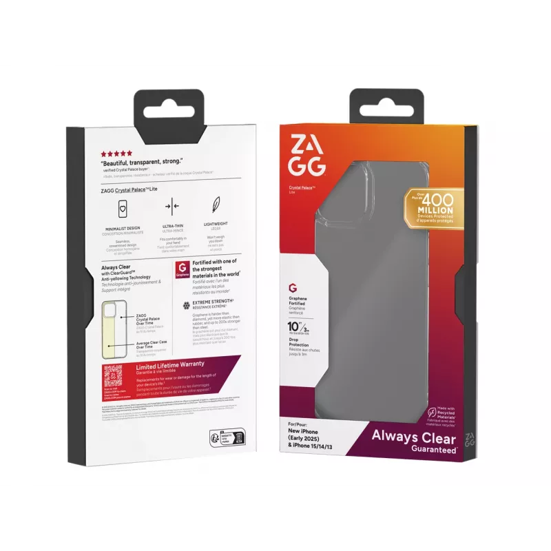 ZAGG Crystal Palace Lite funda Apple iPhone 17e/16e/15/14/13, funda, Apple, iPhone 17e/16e/15/14/13, 15,5 cm (6,1
